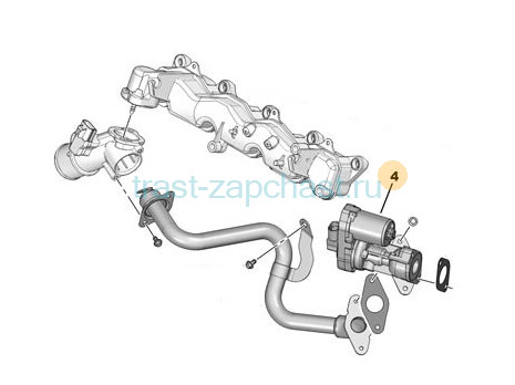 Клапан EGR (Евро 4) без охлаждения TR > 06 2,4/2,2 PSA 8C1Q9D475BA/1480560/9665752480/1618HQ KALE - Миниатюра товара 1