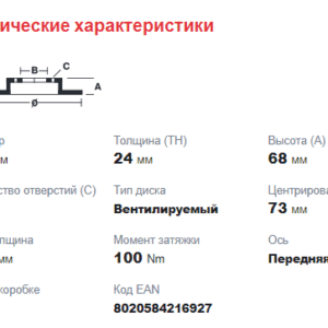 Диск тормозной передний 244-250 Ducato R16 (24mm толщина)