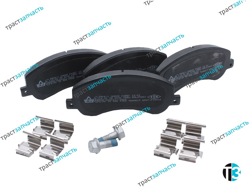 Тормозные колодки передние Форд ТЗ > 06 -12 115-140-155 л.с.9C112K021BA/T206664/1824347 BESER+Датчик - Миниатюра товара 1