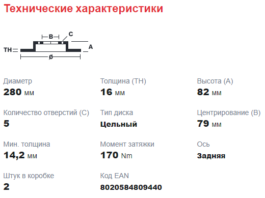 Диск тормозной задний R-16 d280 - Миниатюра товара 2
