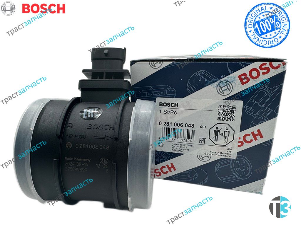 Датчик расхода воздуха ДМРВ 2,3 евро 4 IVECO DUKATO 250 69503670/51827033/0281006048 BOSCH EUROPE - Миниатюра товара 1