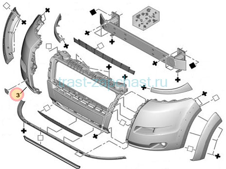 Бампер передний центр.верхняя часть TR > 14-19 BK3117F003AGXWAA/1857409 OTOCAH - Миниатюра товара 1