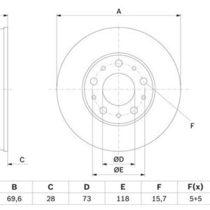Диск тормозной передний (вент) Boxer3- 280 мм R15 (толщина 28мм) BOSCH EUROPE