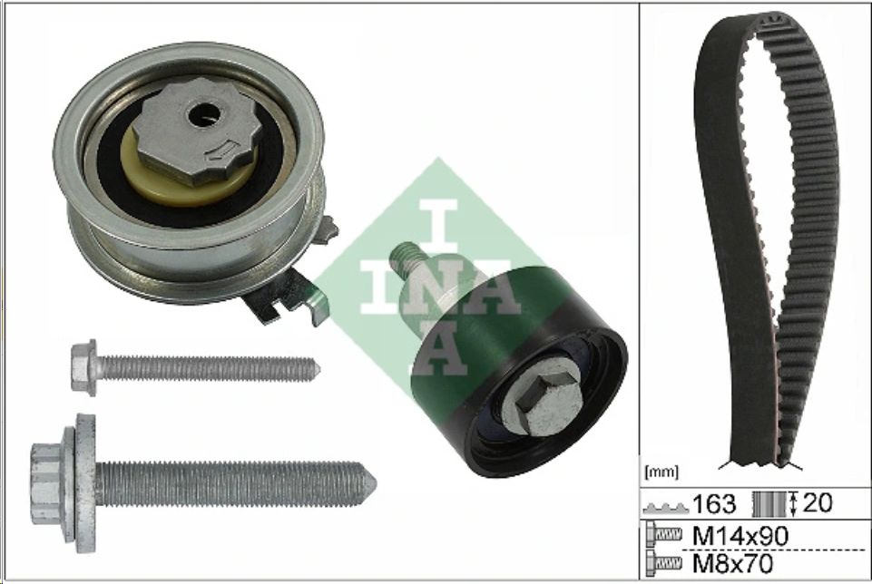 Комплект ГРМ (ремень+ролики) VAG 1.2/1.4/1.6 EA211 INA CHINA - Миниатюра товара 1