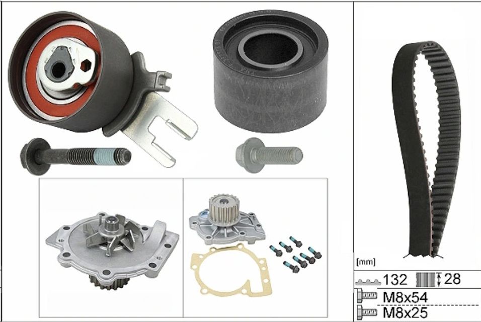 Комплект ГРМ с помпой VOLVO C30 D3/D4/D5 06- C70 II  D3/D4/D5 06- S40 II 2.4 D5/D3/D4 04- INA EUROPE - Миниатюра товара 1