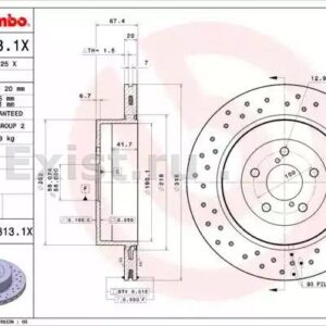 Диск тормозной задний Subaru Impreza BREMBO